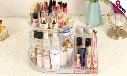 2-in-1 Rotating Cosmetic Organizer!